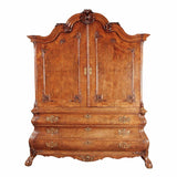 A 18th century burl walnut cabinet on bombe-shaped base. view 1
