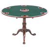 A mahogany games table with acanthus leaf-carved pedestal and money wells in the top. view 1