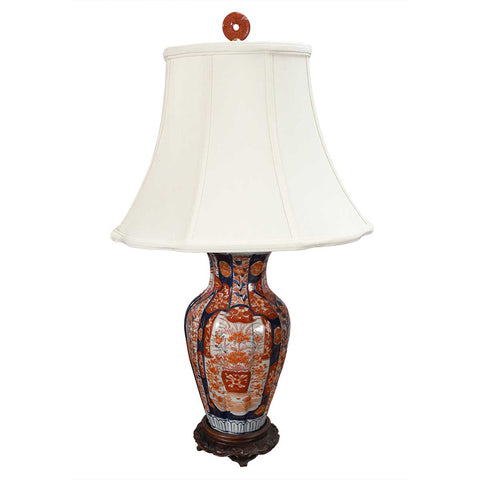 Ribbed Imari Vase Wired as a Lamp