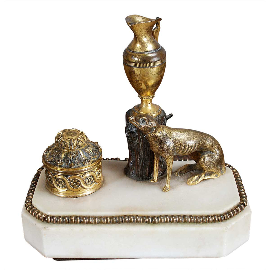 Weeks Bronze and Marble Inkwell