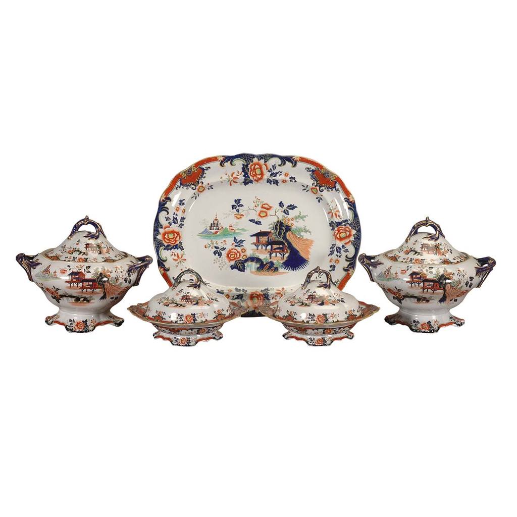 A 19th century large ironstone dinner service by Wood and Bowen. View 1
