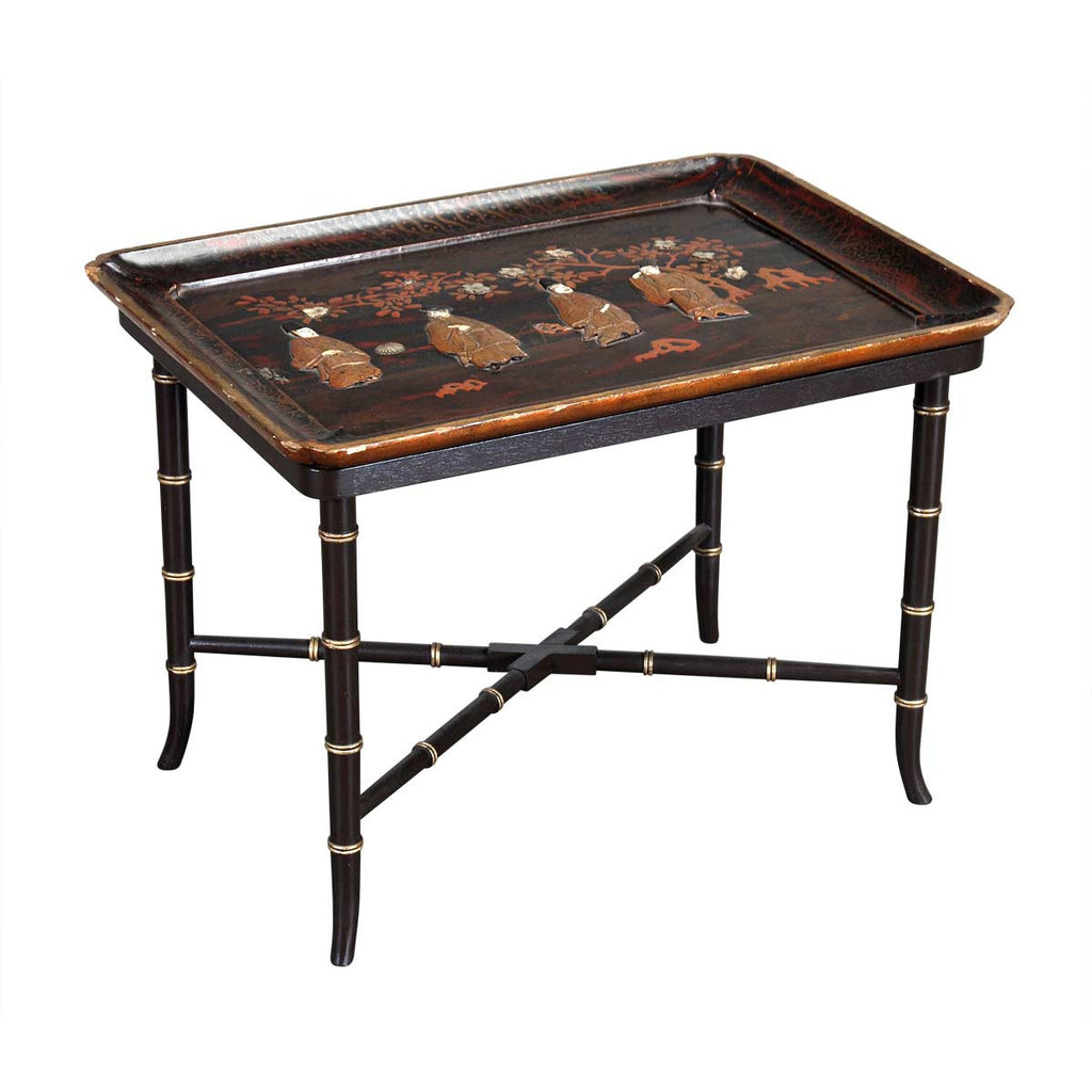 Lacquer Tray Depicting Four Robed Men