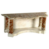 An 18th Century shaped and molded marble top on custom made marble base. View 2