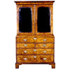 18th century English burl walnut veneered mirror door cabinet. view 1