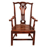 High-Back Oak Chair with Wavy Shaped Arms