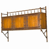 A 19th century English pitch pine hanging cabinet with simulated bamboo gallery. view 2