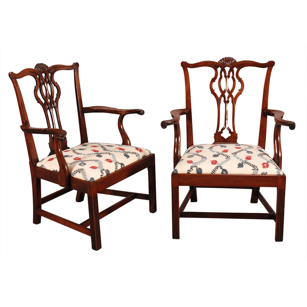 Pair of Large Chippendale Armchairs