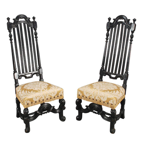 Pair of Ebonized Hall Chairs