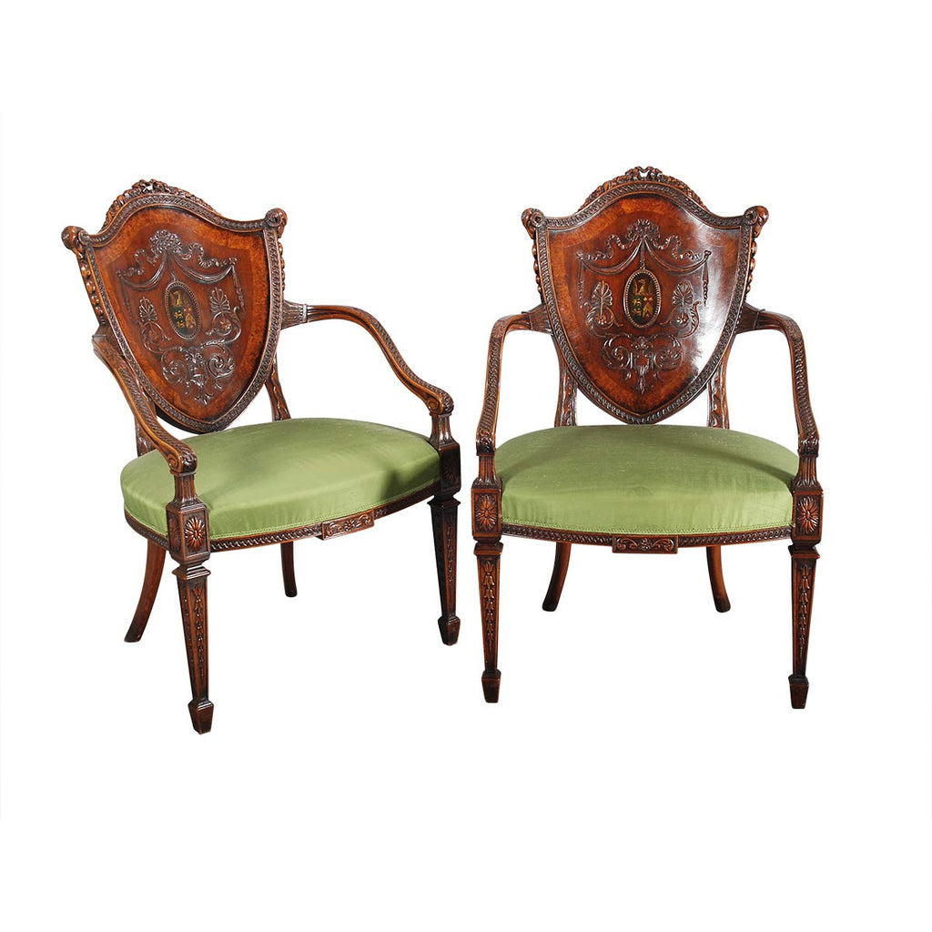 Pair of Oversized Shield-Back Armchairs
