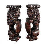 Pair of Carved Upright Lions