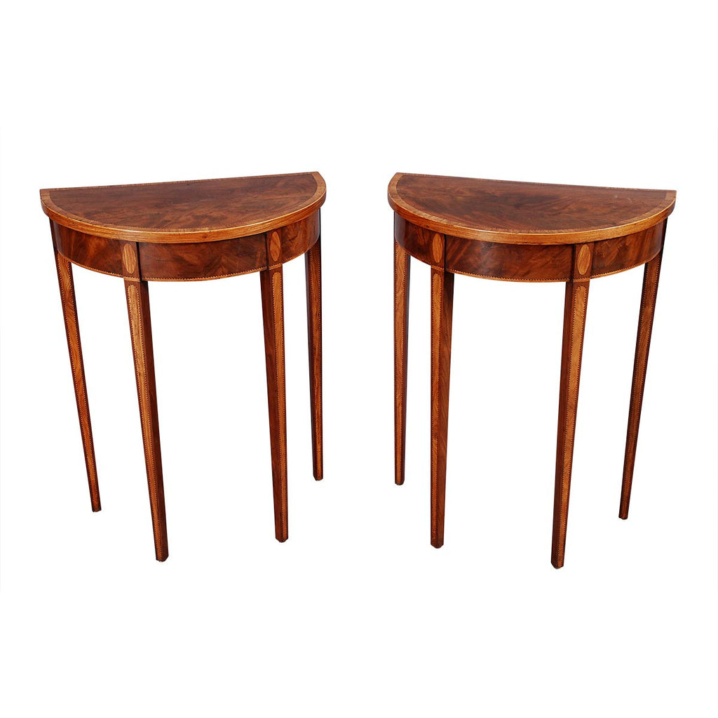 Pair of Unusually Small Demilune Tables