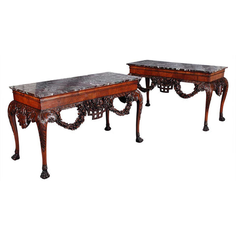 Pair of Irish Marble-Top Side Tables