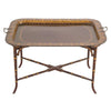 A antique red chinoiserie and gilt tray with the original brass handles. view 1