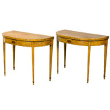 Pair of mahogany card tables with satinwood inlay legs. View 2