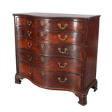 Large Serpentine Chest of Five Drawers