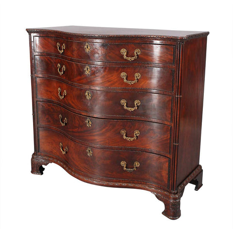 Large Serpentine Chest of Five Drawers