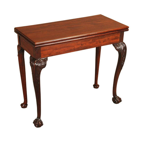 A  18th Century mahogany tea table with carved cabriole legs. View 1